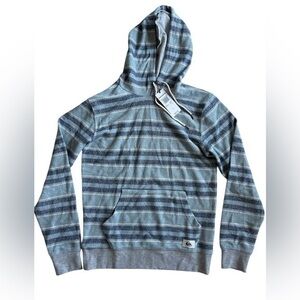 Quiksilver Blue and Gray Striped Hoodie Sweatshirt